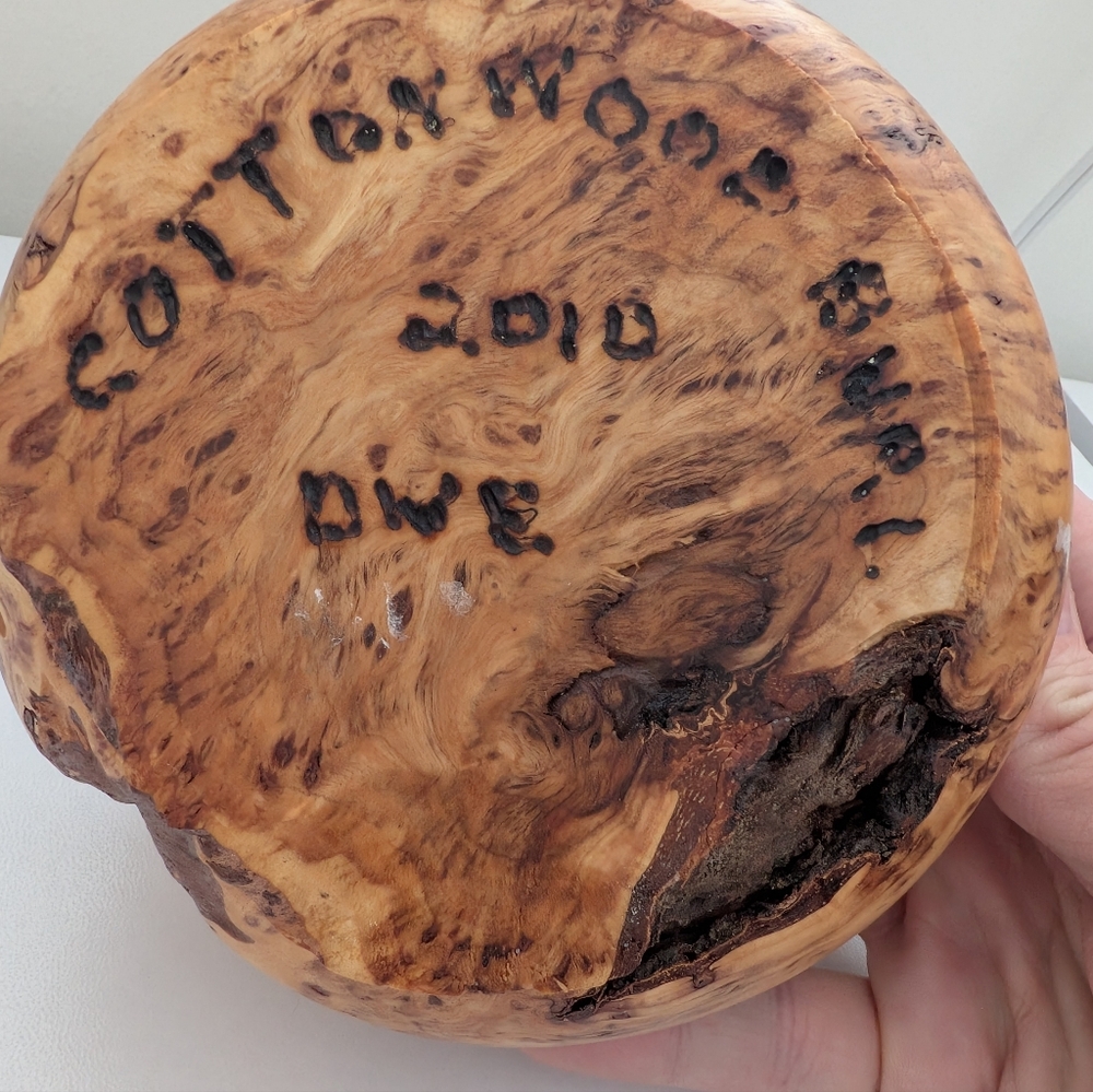 Hand-Turned Artisan Cottonwood Burl Wood Bowl - Signed 2010 Host Pick - Picture 5 of 7